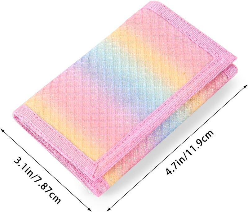 Nitort Wallet,RFID Trifold Canvas Outdoor Sports Wallets for Kid,Lovely and Novelty Wallet with Zipper for Kids- Front Pocket Wallet with Magic Sticker(Rainbow Bling KW05) - Image 1